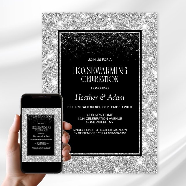 Black Silver Housewarming Party Invitation (Creator Uploaded)