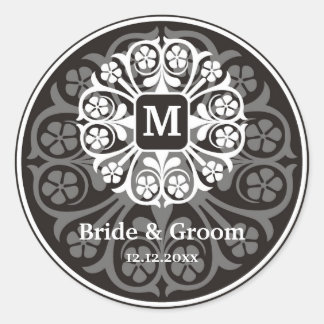 Black Silver Initial M Monogram Seal Party Favor