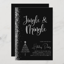 Black Silver Jingle Mingle Tree Holiday Party  Invitation