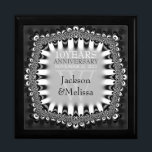 Black Silver Lace Wedding Anniversary Gift Box<br><div class="desc">Unique and Stylish lace inspired design in black white and silver grey - Exquisite and elegant custom Wedding, Anniversary or engagement present. Personalize with names, anniversary date and monogram or numbers - made into a wonderful wooden gift box to keep trinkets, jewellery box for your special keepsakes. Makes a wonderful...</div>