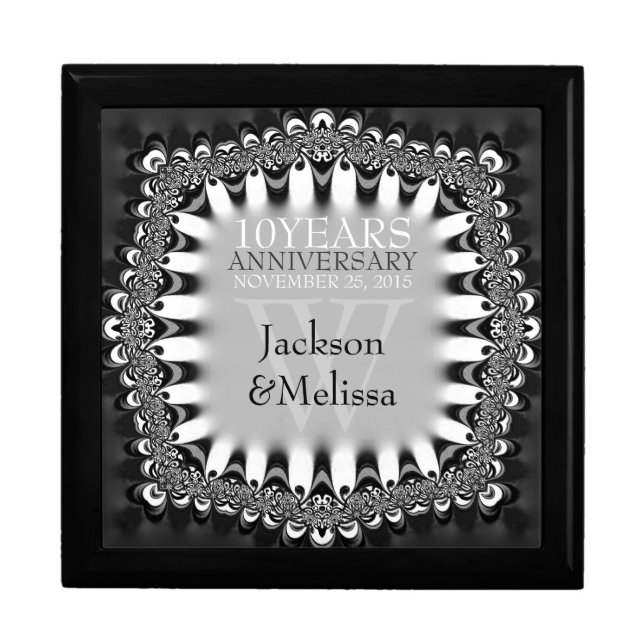 Black+Silver Lace Wedding Anniversary Gift Box (Front)
