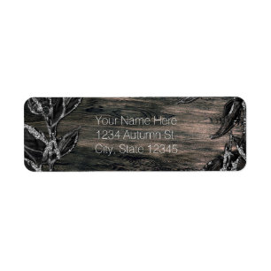 Black & Silver Leaves Dark Elegance Invitation Label