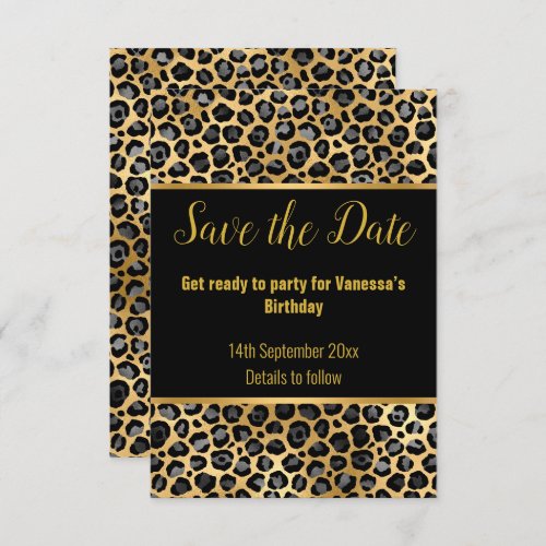 BLACK SILVER LEOPARD SAVE THE DATE 2 RSVP