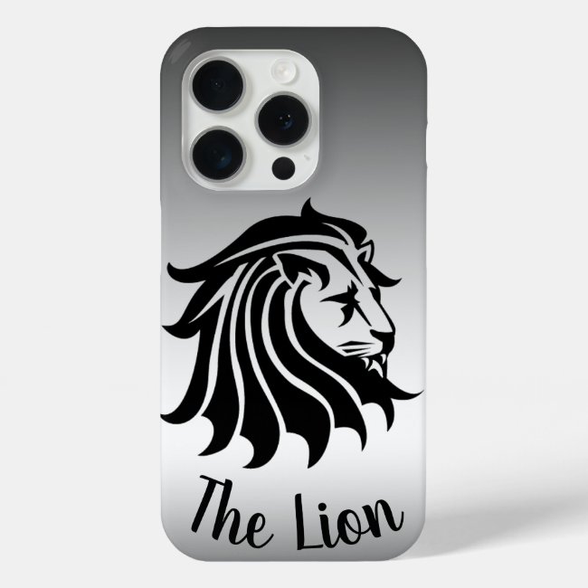 Black Silver Lion Silhouette iPhone 15 Pro Case