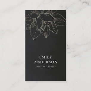 BLACK SILVER LOTUS SIMPLE REIKI SPIRITUAL HEALER BUSINESS CARD