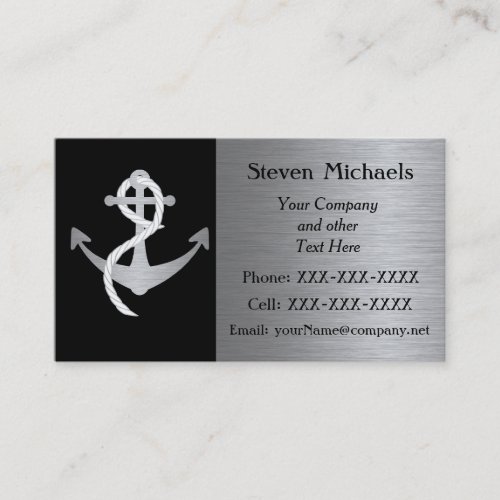 Black  Silver Marine or Nautical Business Card