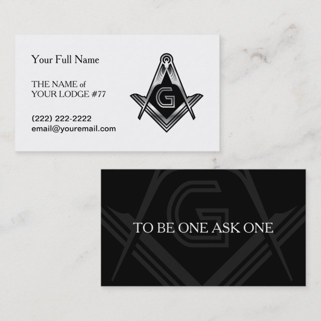 Black & Silver Masonic Business Cards | Freemason (Front/Back)