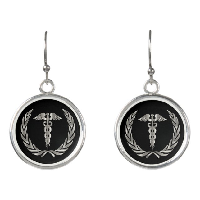 Black & Silver | Medical Symbol Earrings (Front)