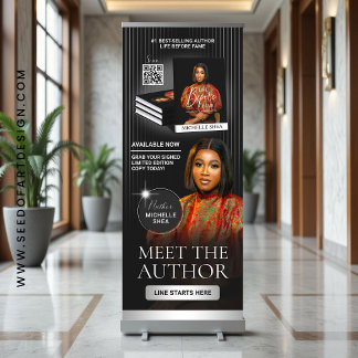 Black & Silver Meet The Author Book Promotion Retractable Banner