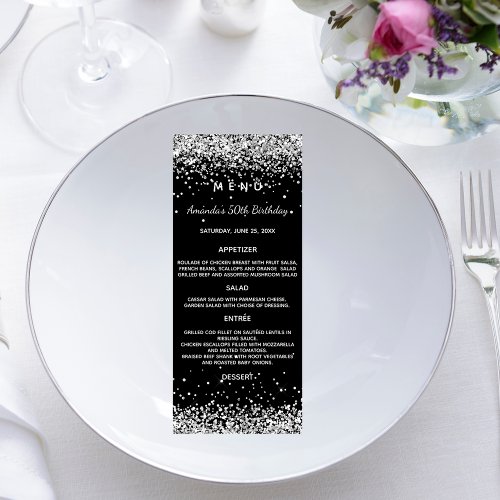 Black silver menu card