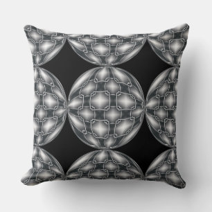 Black & Silver Metal Orbs Throw Pillow