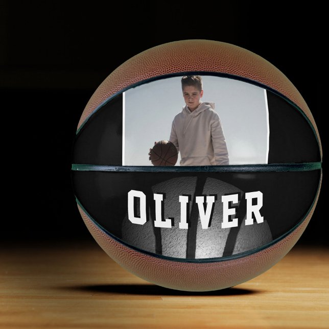 Black Silver Metallic Ball Name Photo Basketball (Creator Uploaded)