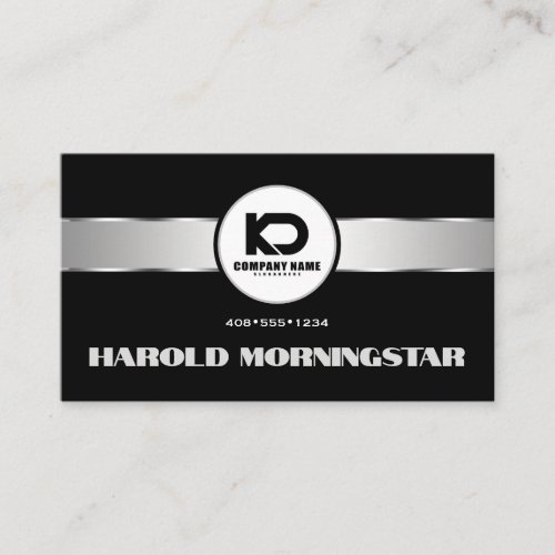 Black Silver Metallic Band Qr and Logo Business Card