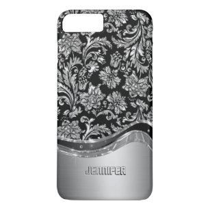 Black & Silver Metallic Look With Damasks iPhone 8 Plus/7 Plus Case