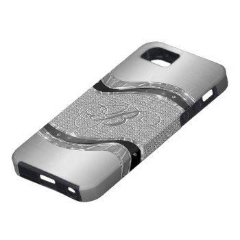 Black & Silver Metallic Look With Diamonds Pattern iPhone SE/5/5s Case