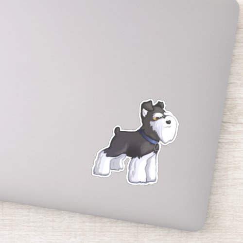 Black  Silver Miniature Schnauzer Cartoon Dog Sticker