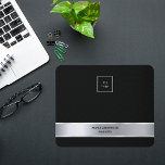 Black silver minimalist modern business mouse pad<br><div class="desc">An elegant,  simple minimalistic and modern. A chic black background and a faux silver metallic looking band. Personalize and add your business logo,  name and title. Black letters.</div>