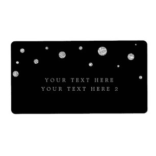 Black & Silver Modern Dots Party Package Label