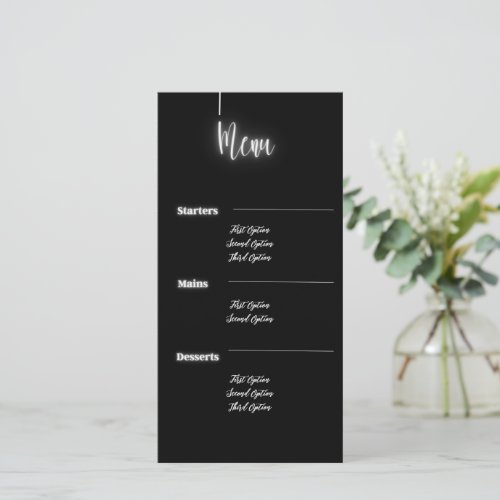 Black  Silver Modern  Menu Card