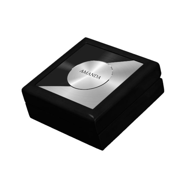 Black & Silver Modern Metallic Geometric design Gift Box (Side)