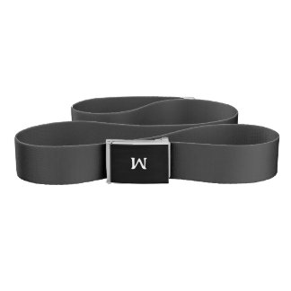 Black Silver Modern Script Girly Monogram Name Bel Belt