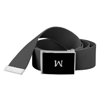 Black Silver Modern Script Girly Monogram Name Bel Belt