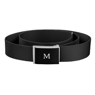 Black Silver Modern Script Girly Monogram Name Bel Belt