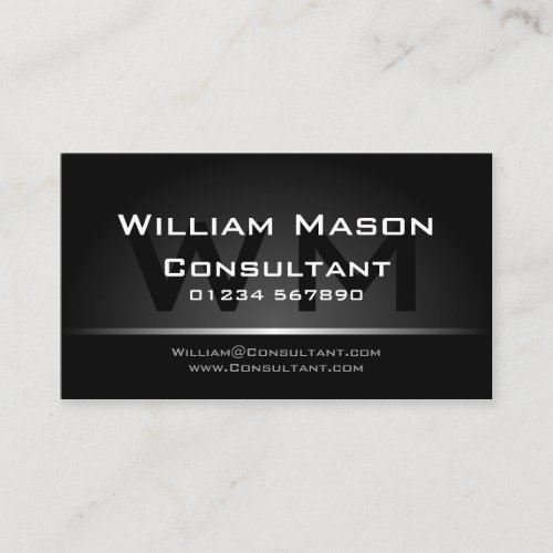 Black Silver Monogram Professional - Business Card