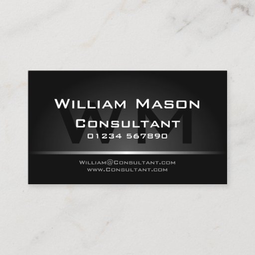 Customizable Black Silver Monogram Professional - Business Card