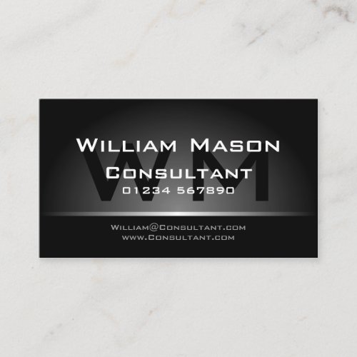 Black Silver Monogram Professional - Business Card