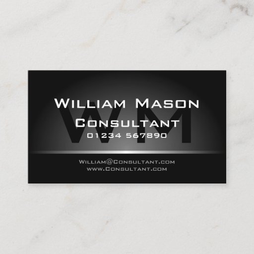 Customizable Black Silver Monogram Professional - Business Card