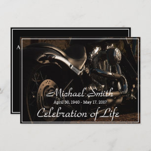 Black & Silver Motorcycle Celebration of Life Invitation