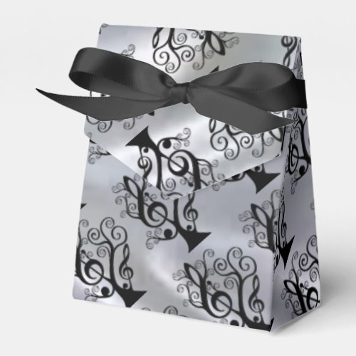 Black  Silver Music Treble Clef Tree Favor Box