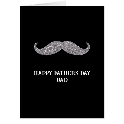 Black Silver Mustache Fathers Day Card