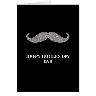 Black Silver Mustache Father's Day Cards