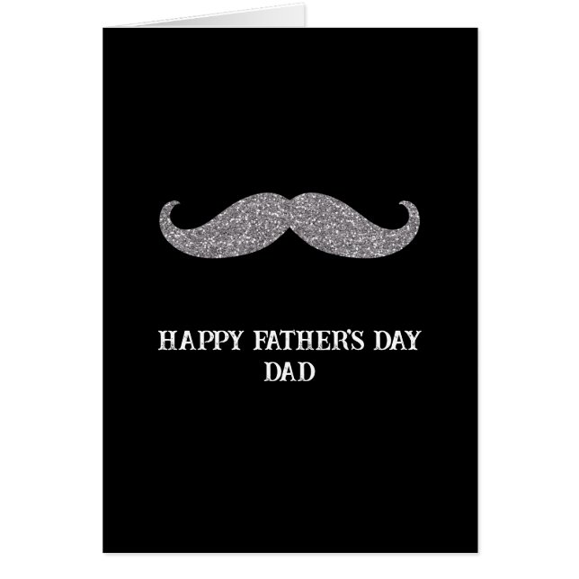 Black Silver Mustache Father's Day Cards (Front)