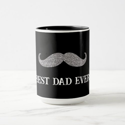 Black Silver Mustache Fathers Day Mug