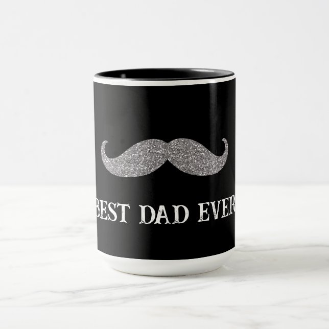 Black Silver Mustache Father's Day Mug (Center)