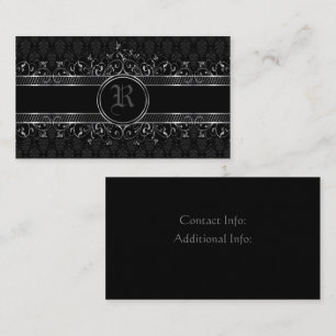 Black & Silver Ornate Gothic Monogrammed   Business Card
