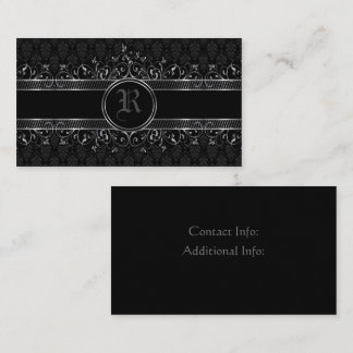 Black & Silver Ornate Gothic Monogrammed Business Card