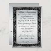 Black Silver Ornate Scroll 25th Anniversary Invite (Front/Back)
