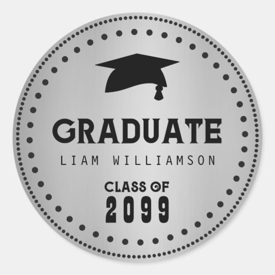 Black Silver Personalized Graduation Envelope Seal