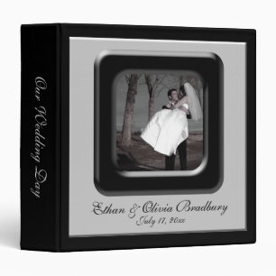 Black & Silver Photo Frame Wedding Album 3 Ring Binder
