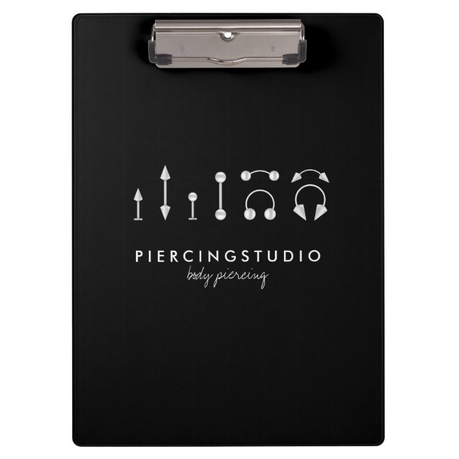 Black Silver Piercing Artist Clipboard