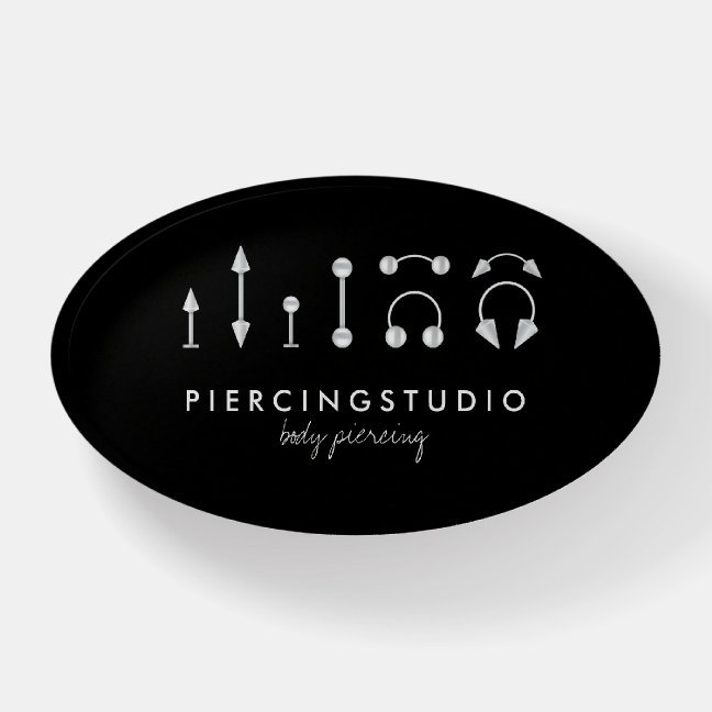 Black Silver Piercing Studio Paperweight