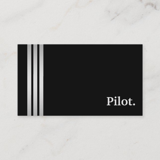Black & Silver Pilot Professional Business Card (Front)