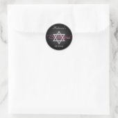 Black, Silver, Pink 1.5" Round Bat Mitzvah Sticker (Bag)