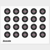 Black, Silver, Pink 1.5" Round Bat Mitzvah Sticker (Sheet)