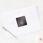 Black, Silver, Pink 1.5" Sq. Bat Mitzvah Sticker (Envelope)