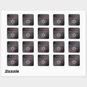 Black, Silver, Pink 1.5" Sq. Bat Mitzvah Sticker (Sheet)